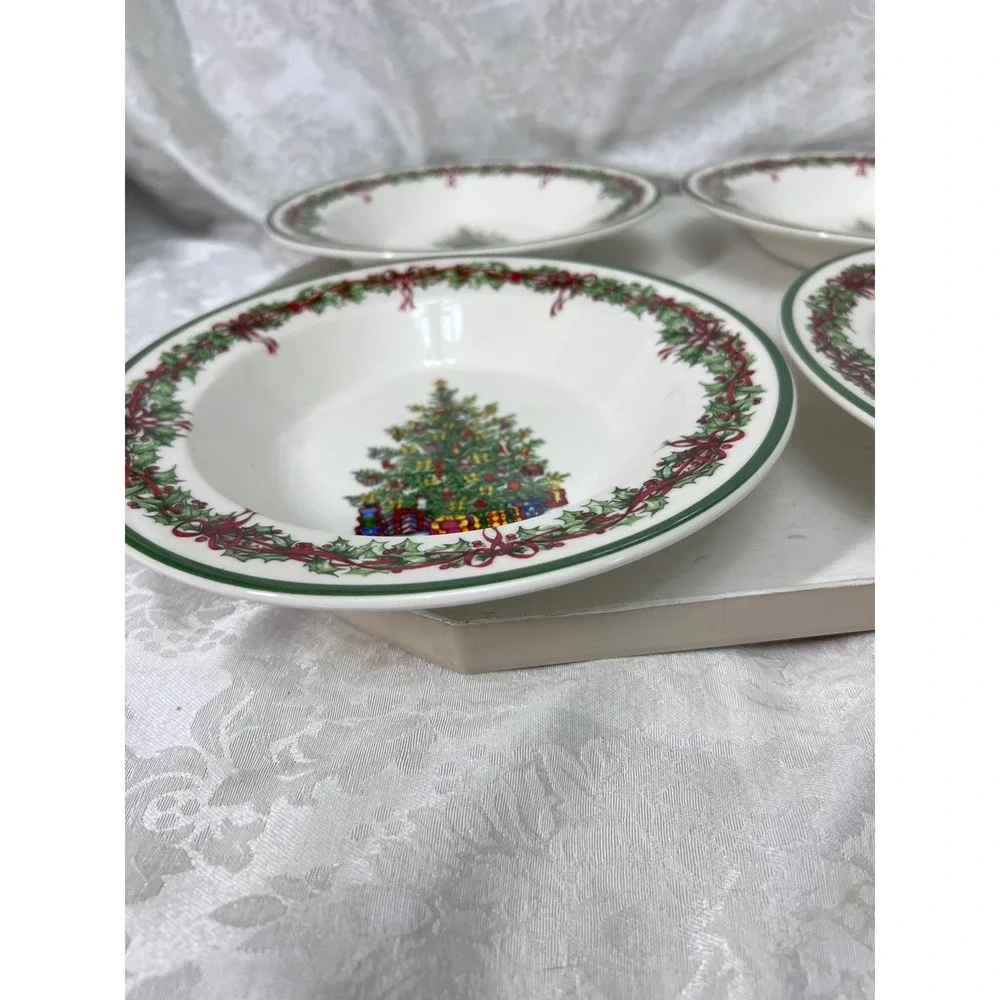 Christopher Radko Traditions Holiday Christmas Tree Soup Bowls Set of 4